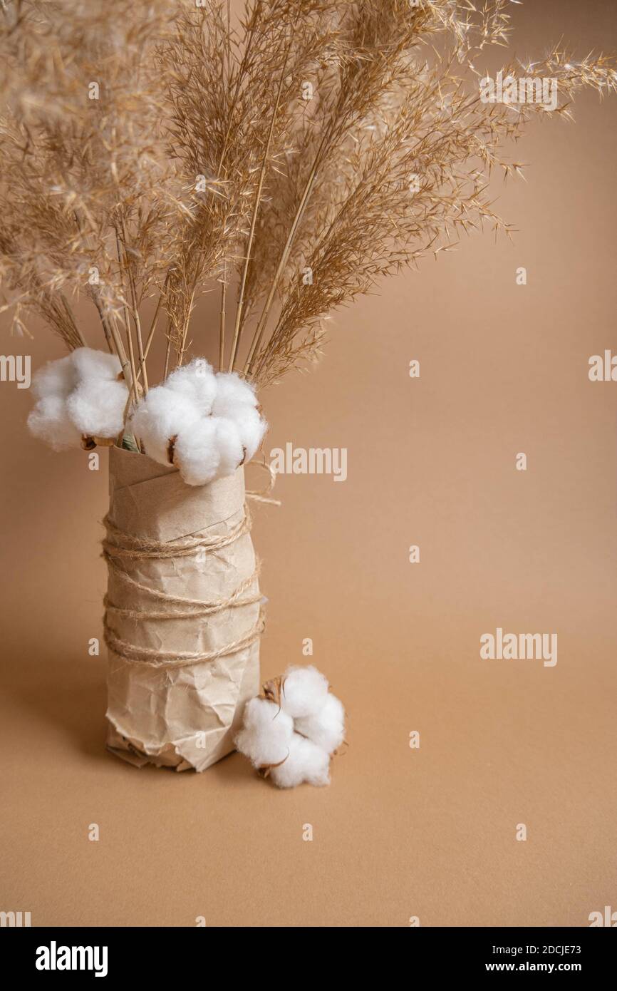 Bouquet of pampas grass and cotton flowers on Stock Photo Alamy