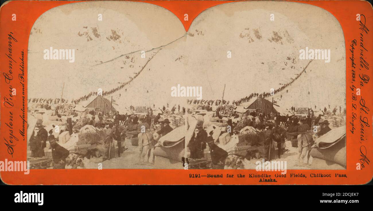 Bound for the Klondike gold fields, Chilkoot Pass, Alaska., still image ...