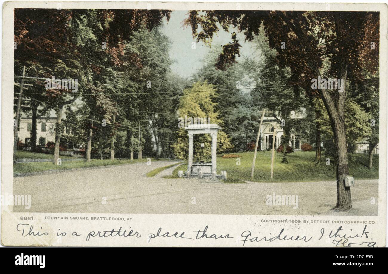 Fountain Square, Brattleboro, Vt., still image, Postcards, 1898 1931