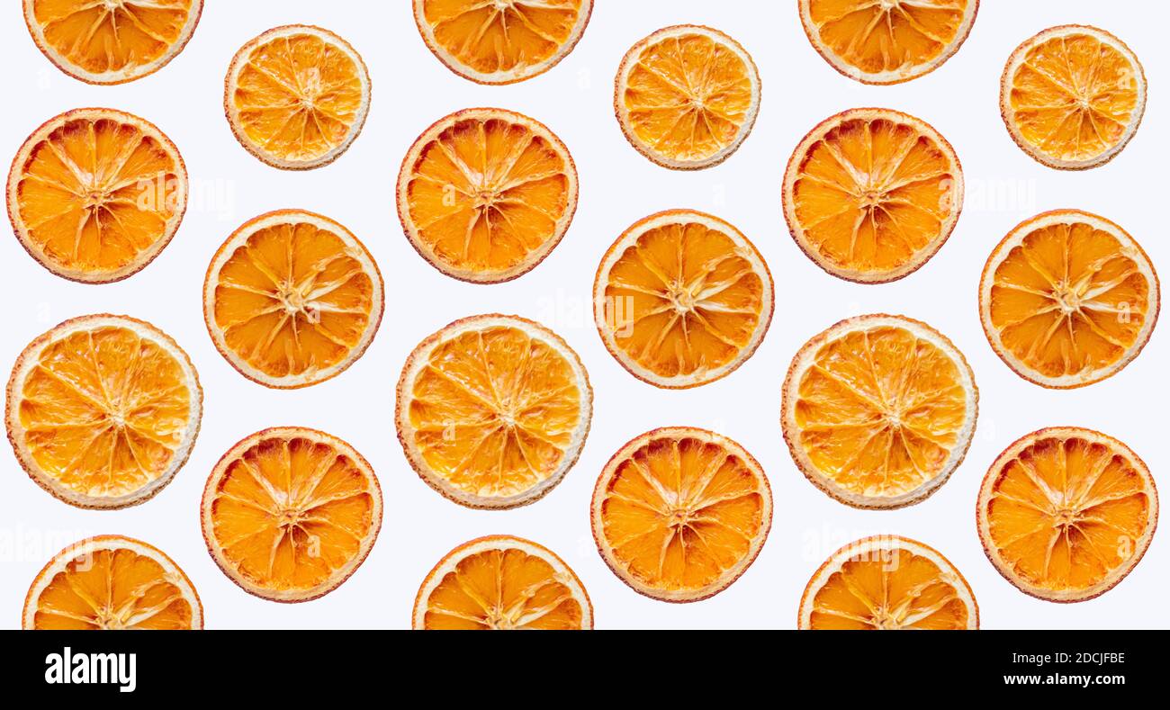 Orange slices seamless pattern on white background Stock Photo