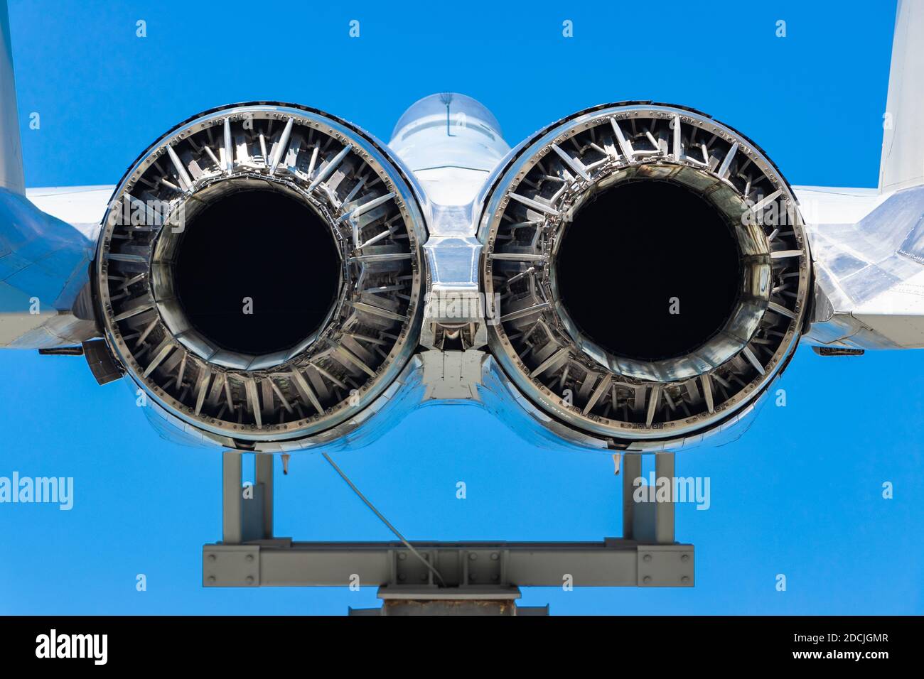 engine detail McDonnel Douglas F15 military jet at the Museum of