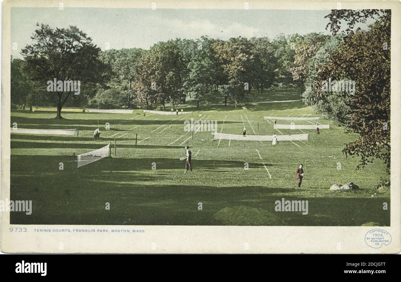 Tennis Courts, Franklin Park, Boston, Mass., still image, Postcards, 1898 - 1931 Stock Photo