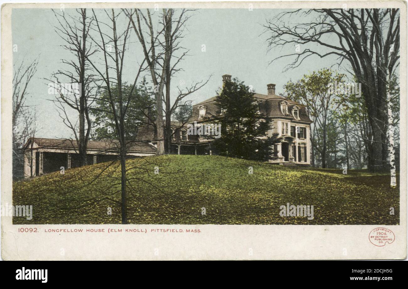 Longfellow House, Elm Knoll, Pittsfield, Mass., still image, Postcards, 1898 - 1931 Stock Photo