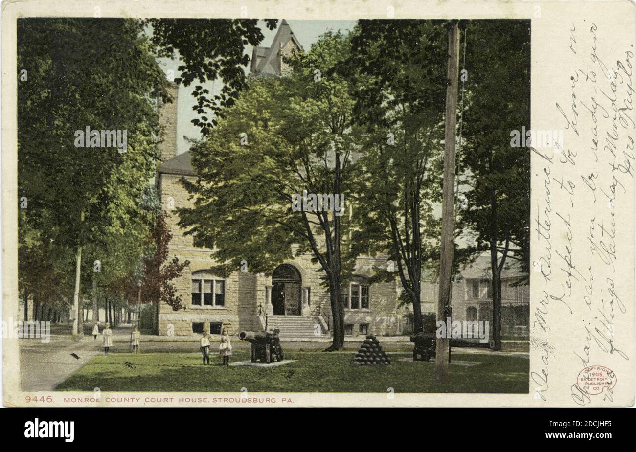 Monroe County Court House, Stroudsburg, Pa., still image, Postcards, 1898 - 1931 Stock Photo