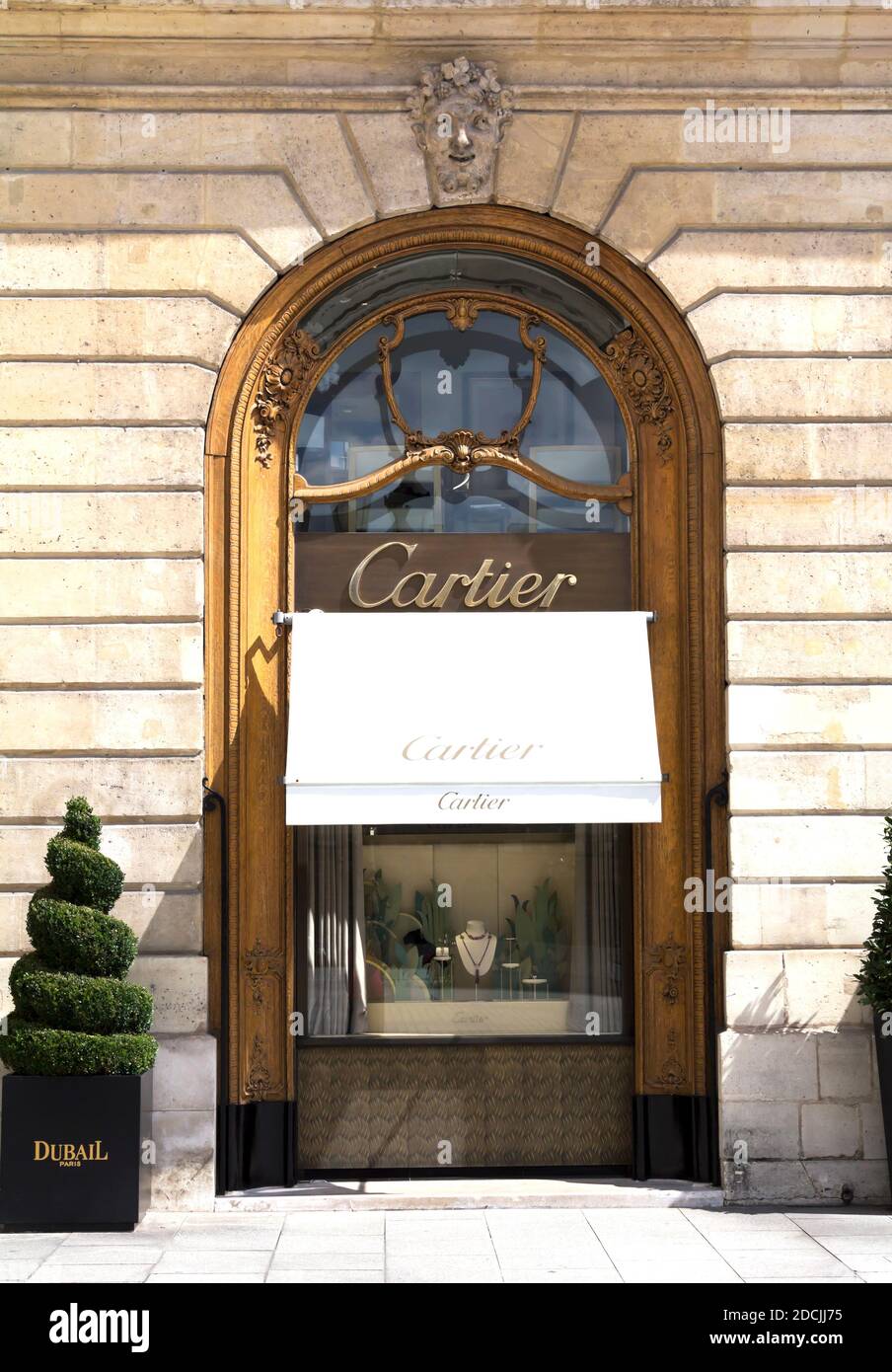 Paris France July 2017 Cartier Luxury Store Sign Place Vendome
