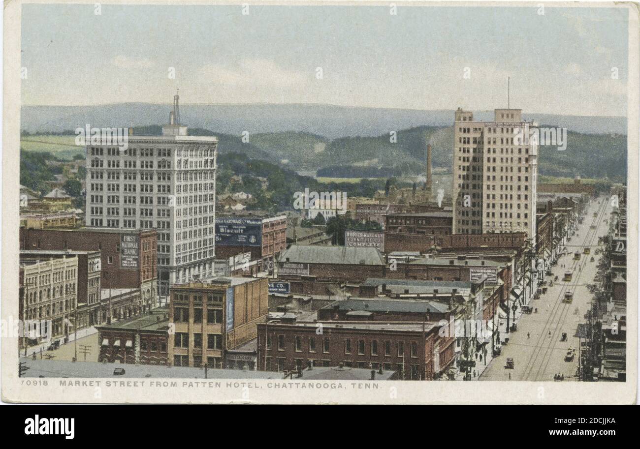 Market Street from Patten Hotel, Chattanooga, Tenn., still image, Postcards, 1898 - 1931 Stock Photo