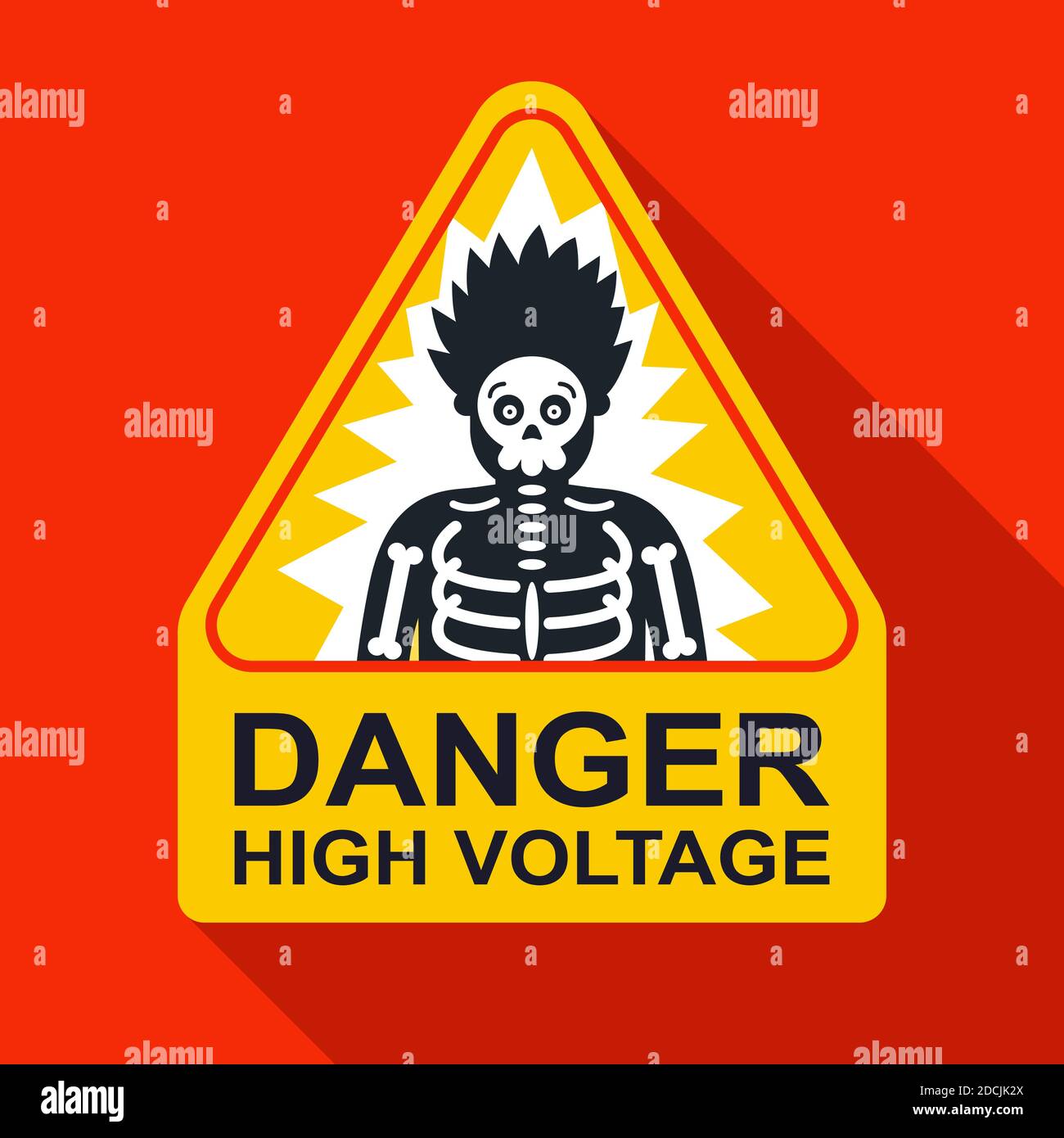triangular label man electric shock. carefully high voltage. flat vector illustration. Stock Vector
