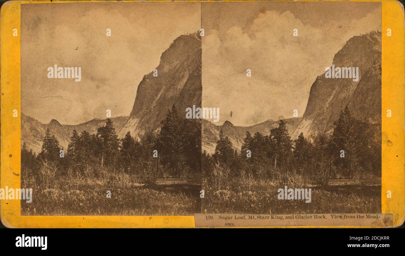 Sugar Loaf, Mt. Starr King and Glacier Rock. View from the Meadows., still image, Stereographs, 1850 - 1930 Stock Photo
