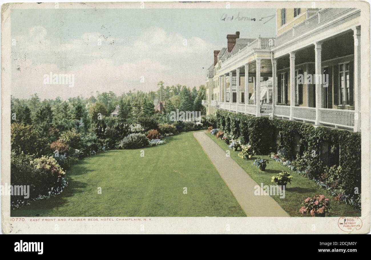 Hotel Champlain, East Front, Lake Champlain, N.Y., still image, Postcards, 1898 1931 Stock