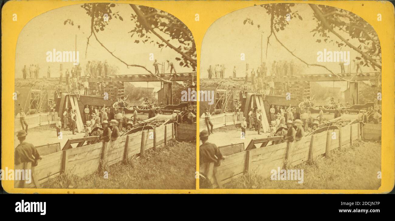 Railroad accident at Shelburne Falls., still image, Stereographs, 1850 - 1930, Patch, J. K Stock Photo