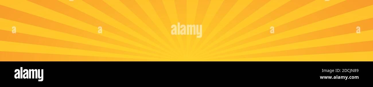 Panoramic yellow comic zoom with lines - Vector illustration Stock Vector