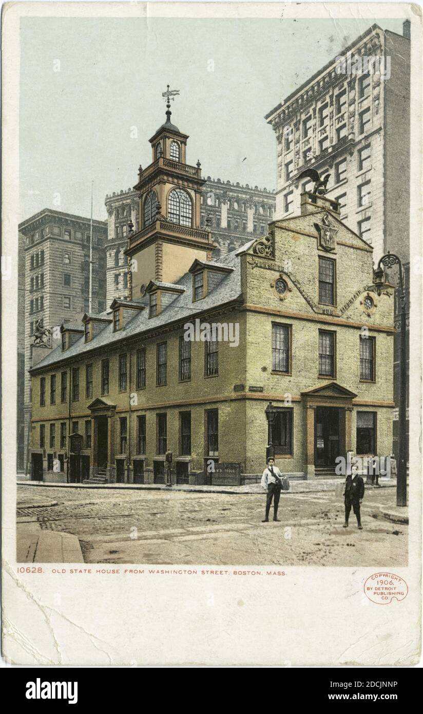 Old State House from Washington Street, Boston, Mass., still image, Postcards, 1898 - 1931 Stock Photo