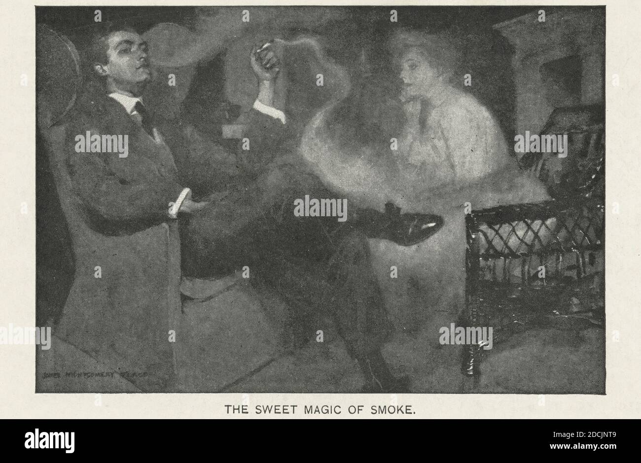The Sweet Magic of Smoke, Life Cartoons, still image, Postcards, 1898 - 1931 Stock Photo