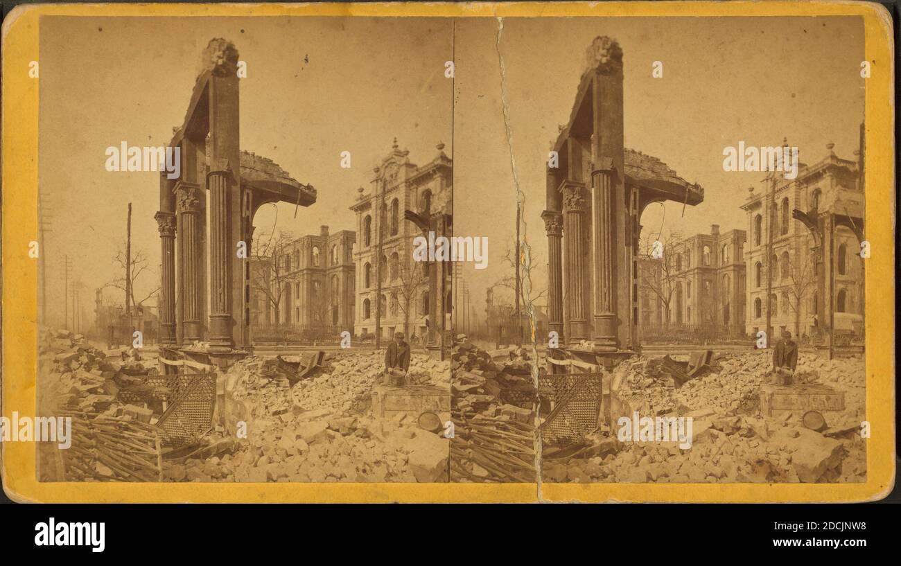 Court House seen through ruins of First [?] National Bank., still image, Stereographs, 1871 Stock Photo