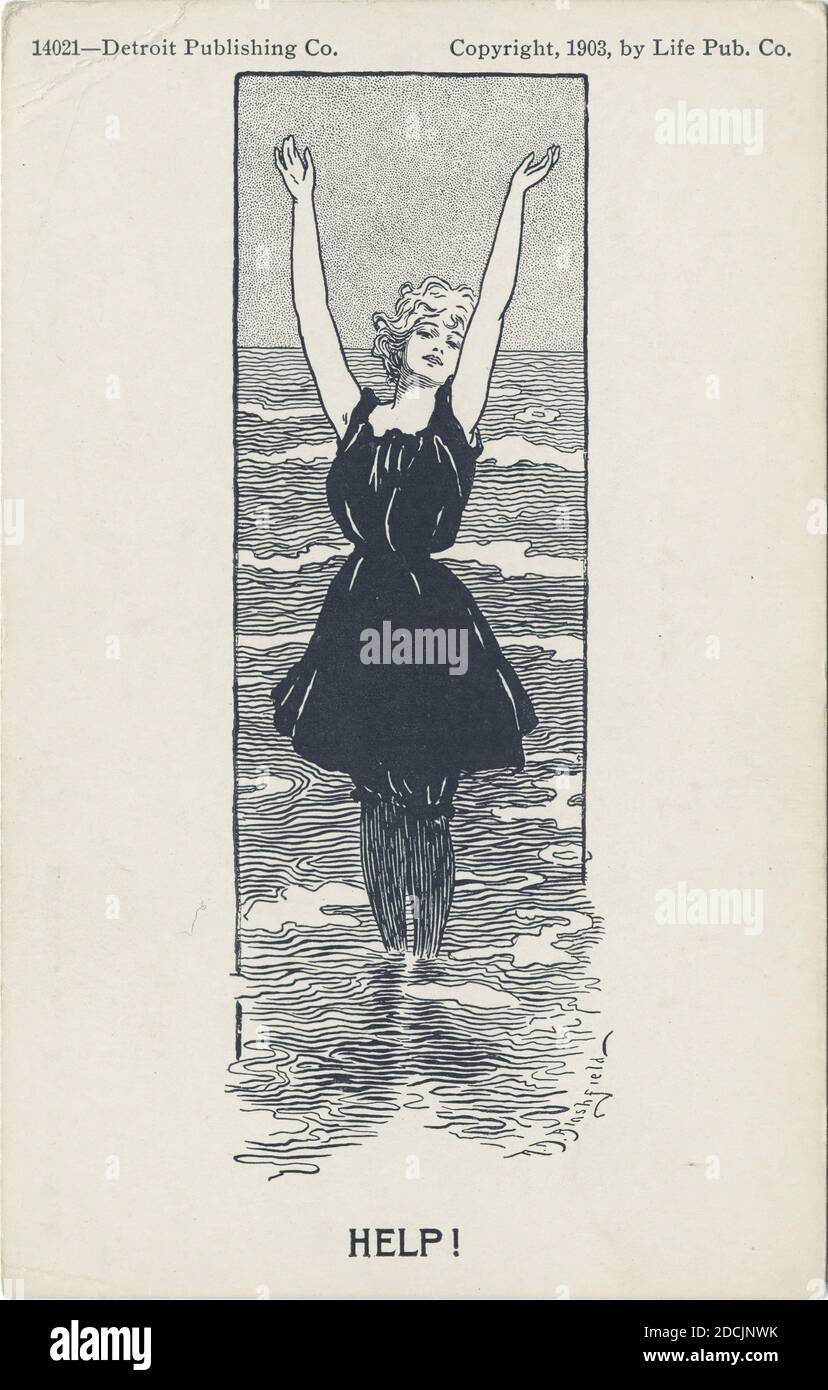Help, Life Cartoons, still image, Postcards, 1898 - 1931 Stock Photo