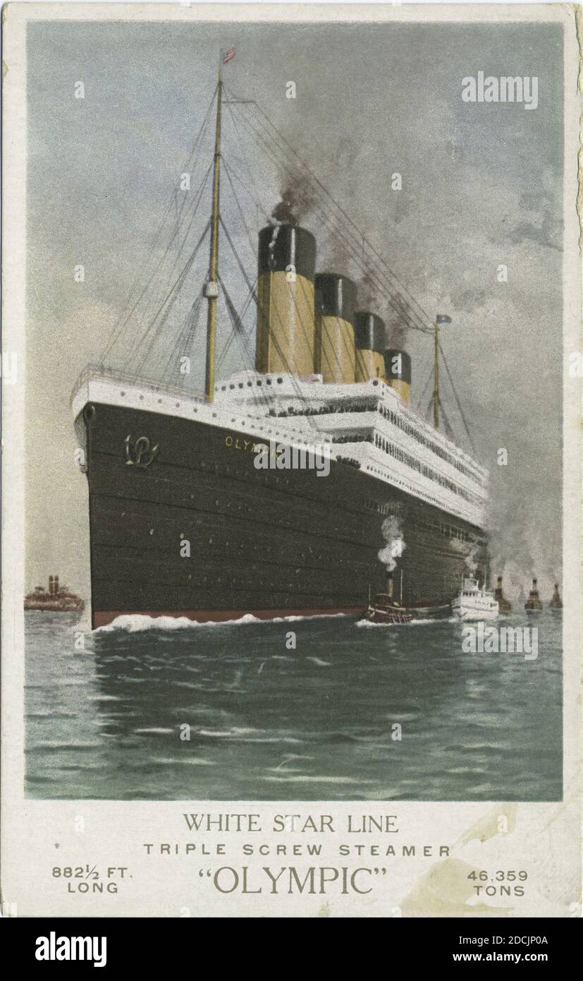 White Star Line, Triple Screw Steamer 'Olympic', Ships, still image, Postcards, 1898 - 1931 Stock Photo