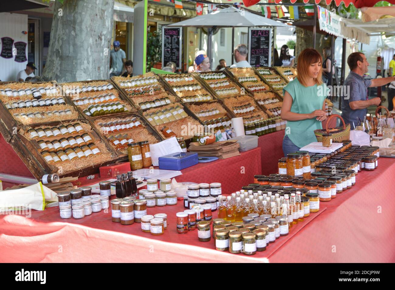 BEDOIN, FRANCE AUGUST 1, 2016 French pasteurized and canned foods at