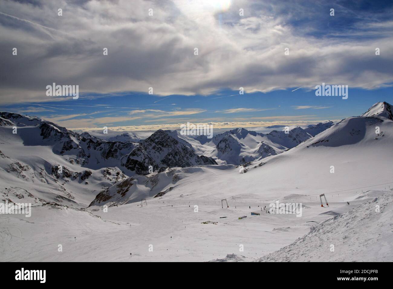 Ski area of Stubai glacier, Austria Stock Photo
