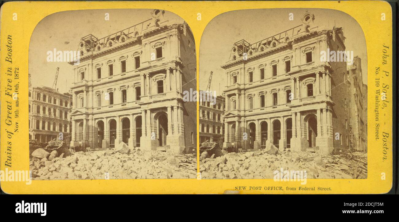 New Post Office, from Federal Street., still image, Stereographs, 1872, Soule, John P. (1827-1904 Stock Photo