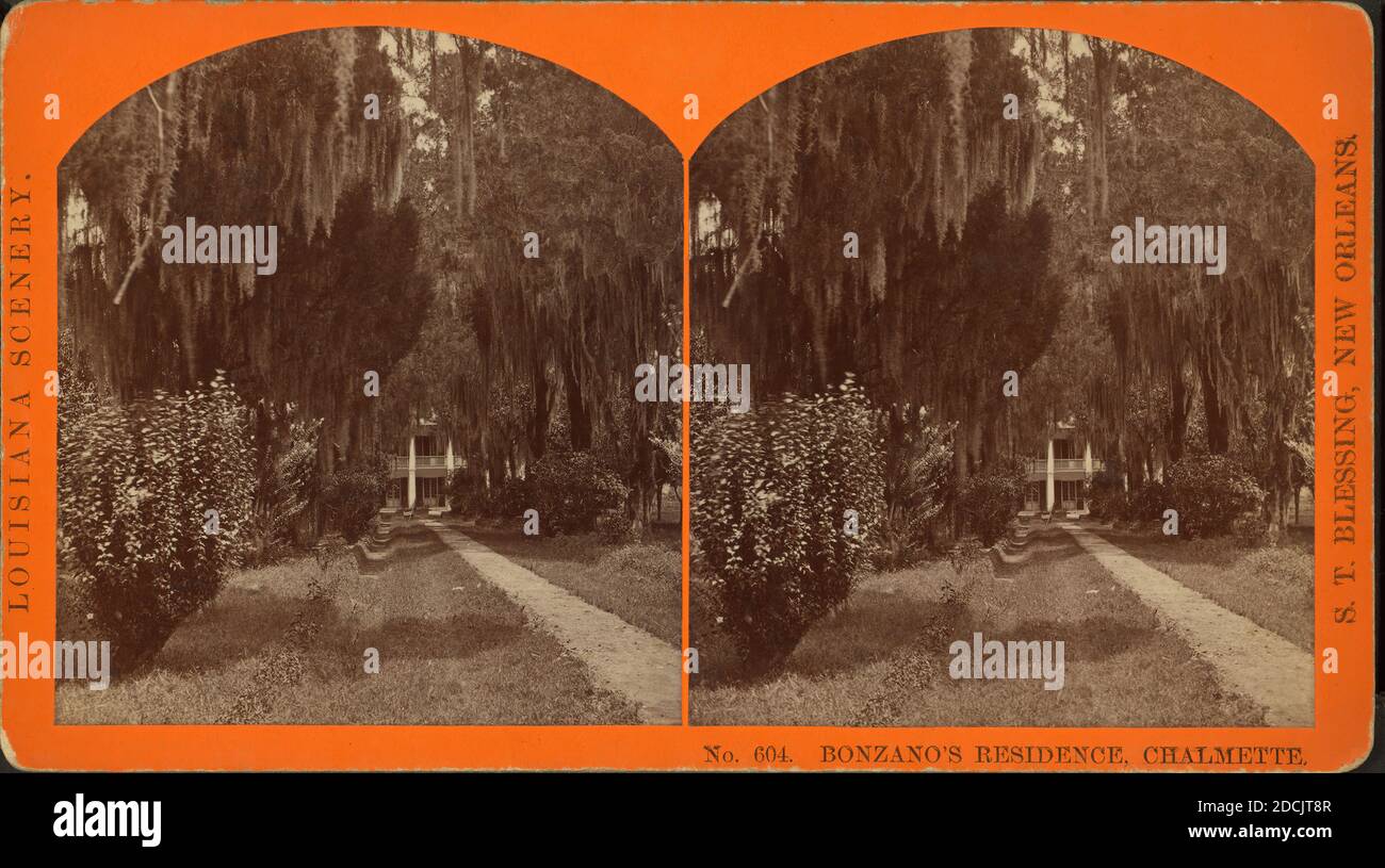 Bonzano's residence, Chalmette., still image, Stereographs, 1850 - 1930, Blessing, S. T Stock Photo