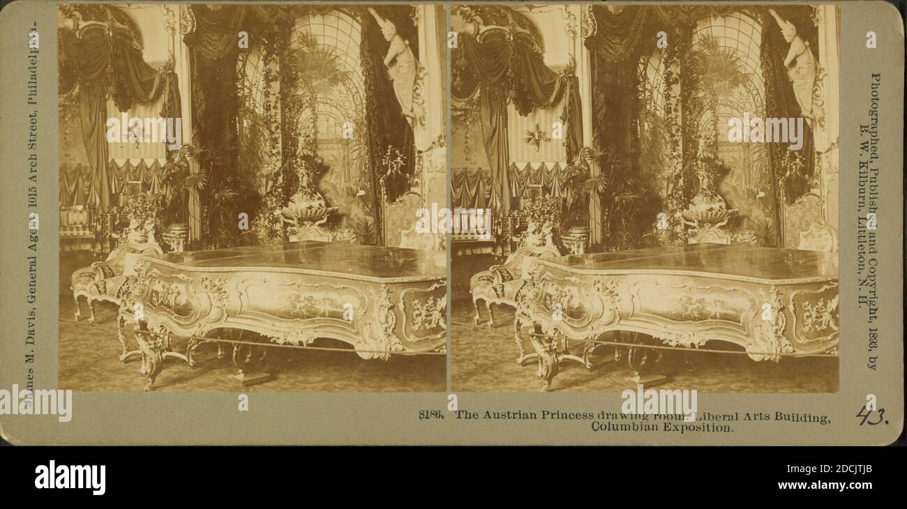 The Austrian Princess drawing room, Liberal Arts building, Columbian Exposition., still image, Stereographs, 1893, Kilburn, B. W. (Benjamin West) (1827-1909 Stock Photo