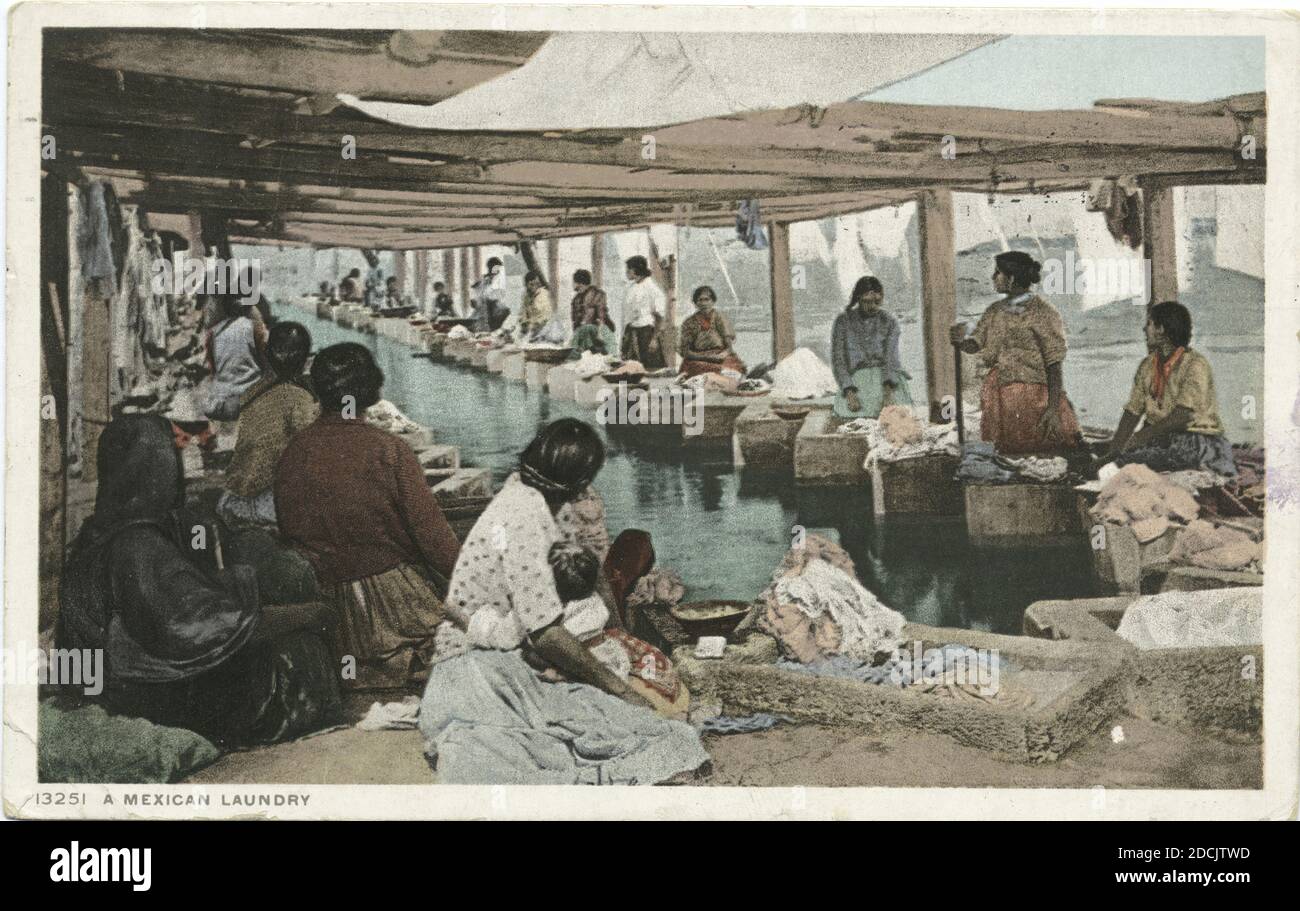 Mexican Laundry, Mexico City, Mexico, still image, Postcards, 1898 - 1931 Stock Photo