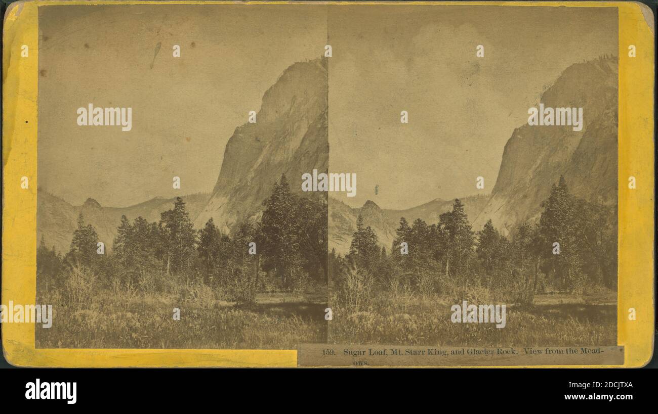 Sugar Loaf, Mt. Starr King, and Glacier Rock. View from the Meadows., still image, Stereographs, 1850 - 1930 Stock Photo