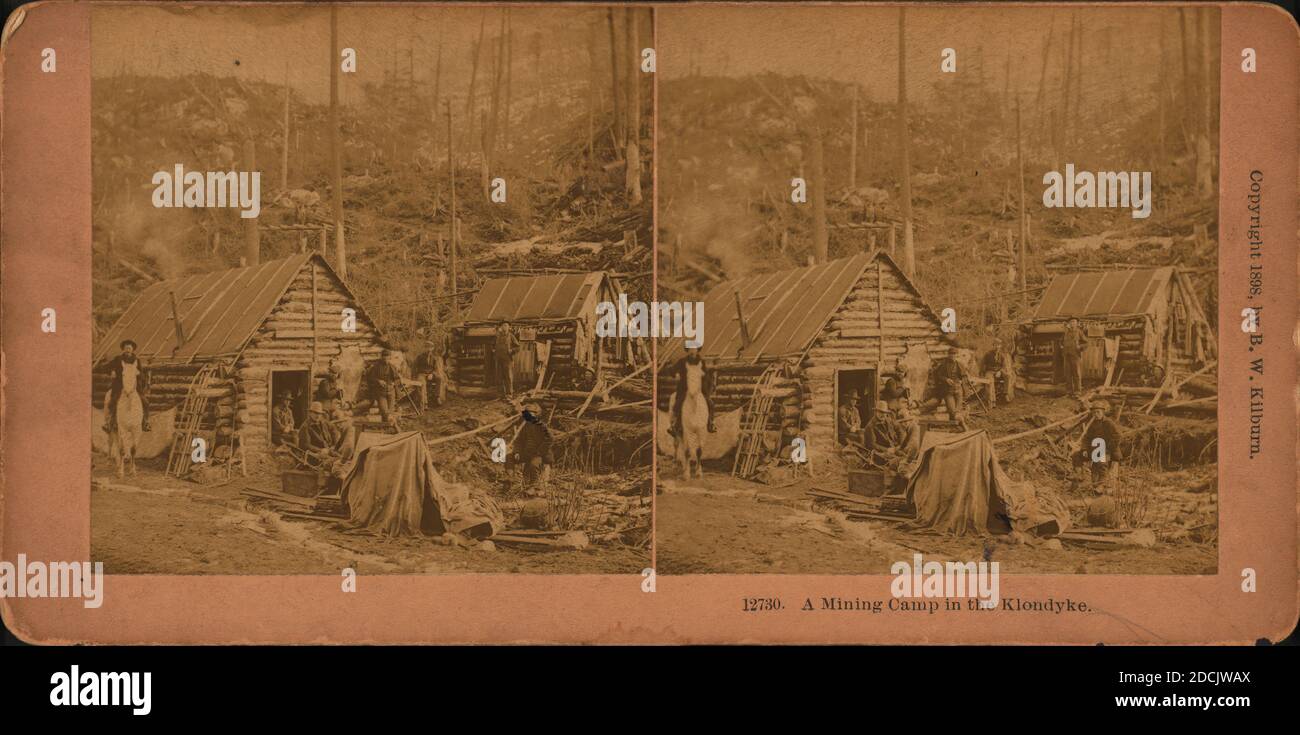 A mining camp in the Klondyke [Klondike]., still image, Stereographs, 1850 - 1930, Kilburn, B. W. (Benjamin West) (1827-1909 Stock Photo