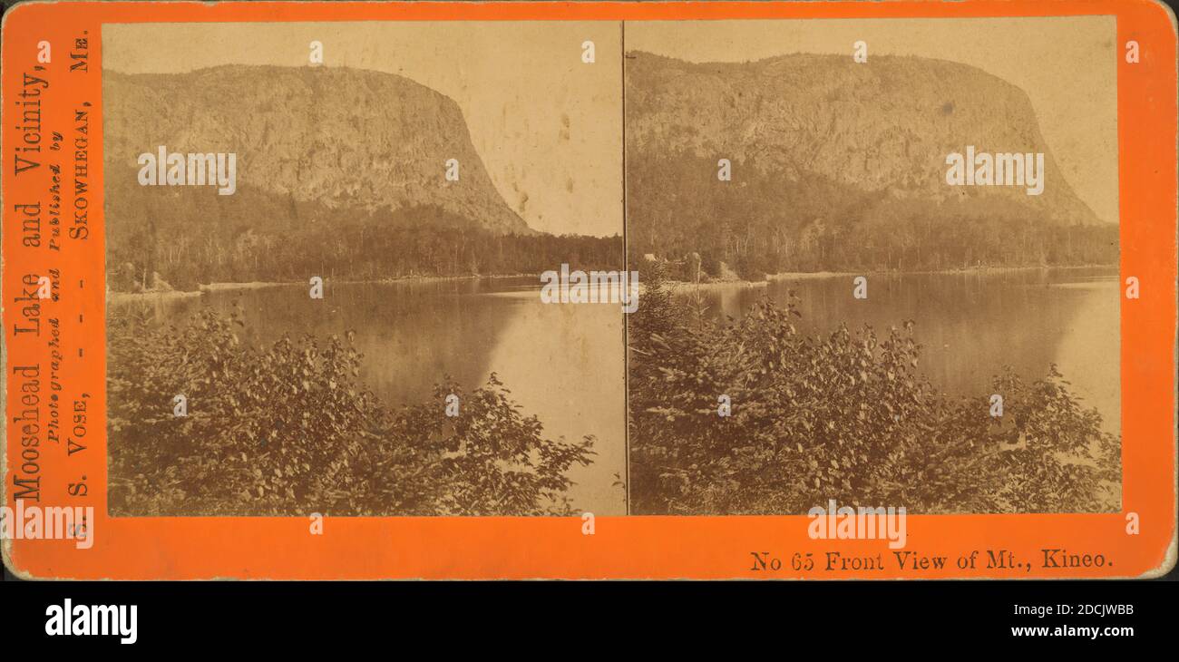 Front view of Mt. Kineo., still image, Stereographs, 1850 - 1930, Vose, S. S Stock Photo
