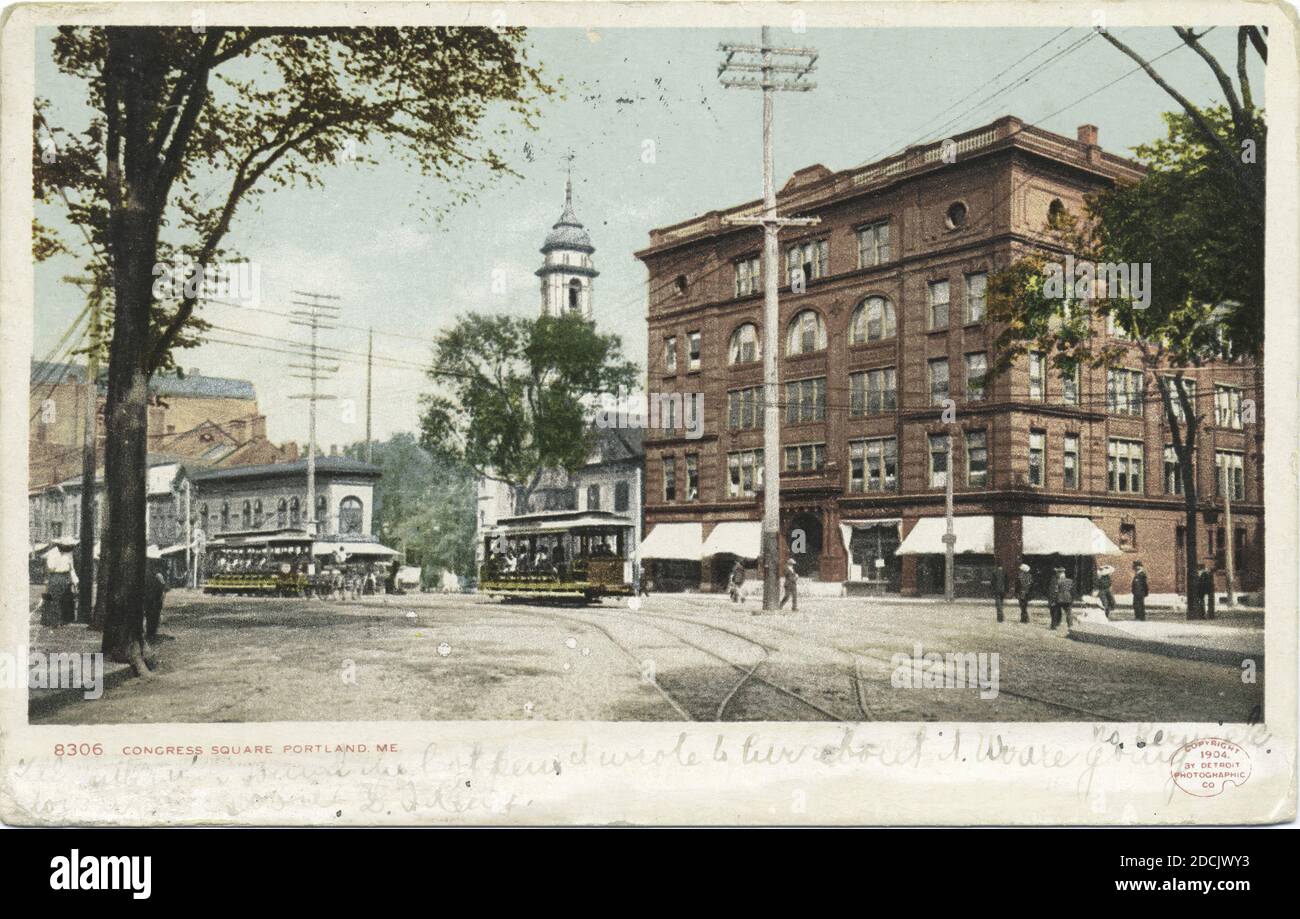 Congress Square, Portland, Me., still image, Postcards, 1898 - 1931 Stock Photo