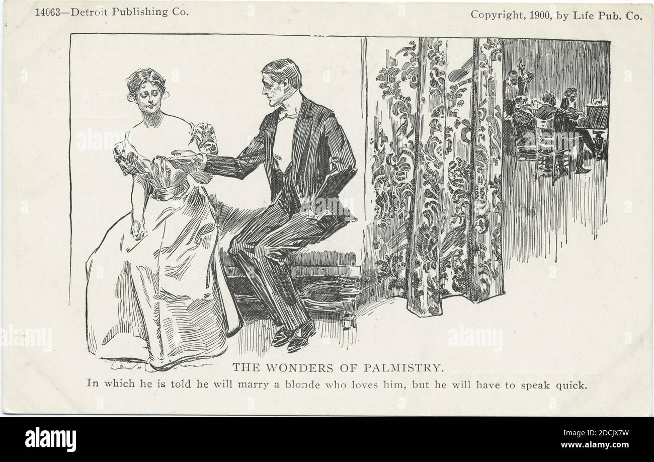 The Wonders of Palmistry, Life Cartoons, still image, Postcards, 1898 - 1931 Stock Photo