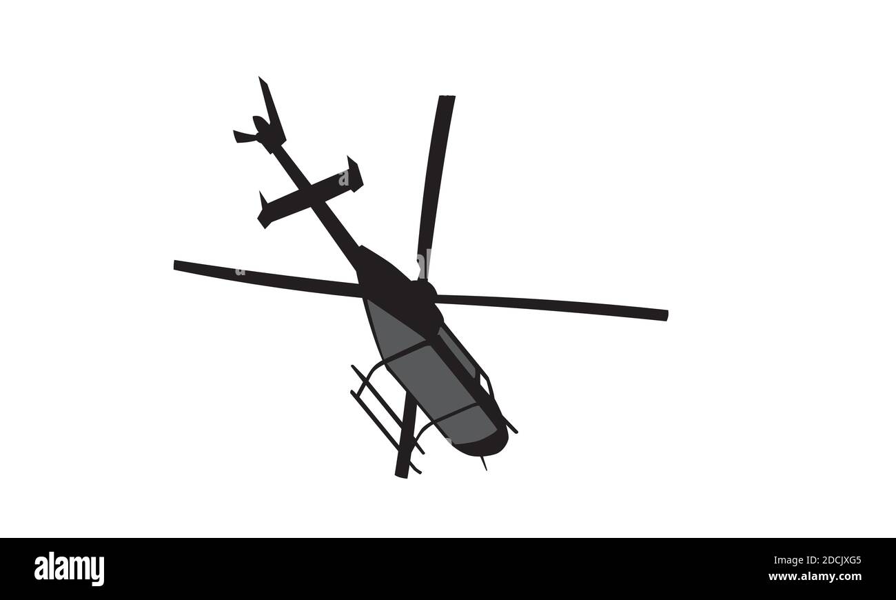 Flying helicopter silhouette drawing sketch vector Stock Vector