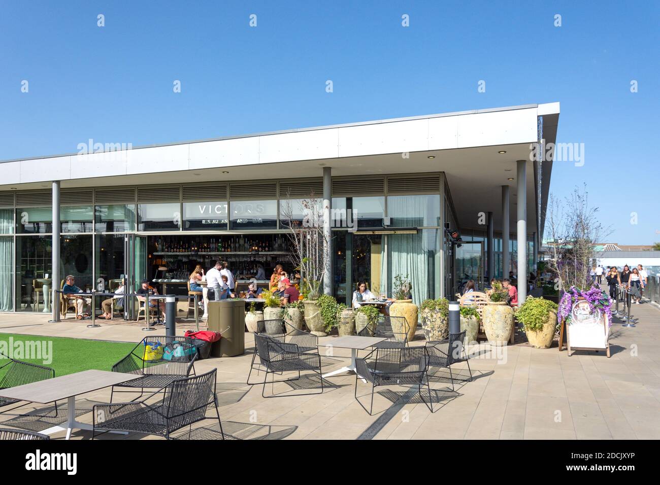 Roof terrace restaurant, Westgate Shopping Centre, Oxford, Oxfordshire, England, United Kingdom Stock Photo