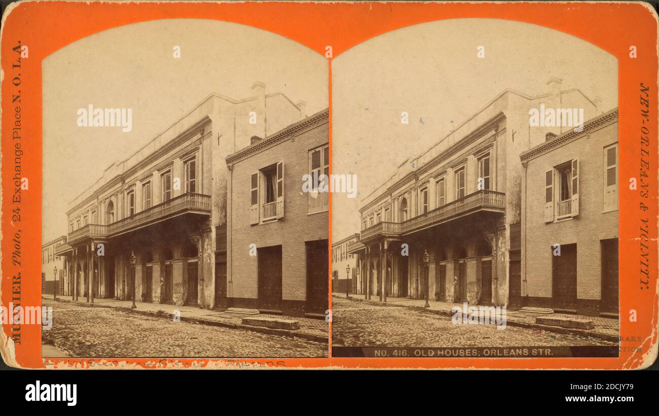 Old houses, Orleans St., still image, Stereographs, 1850 - 1930, Mugnier, George F Stock Photo