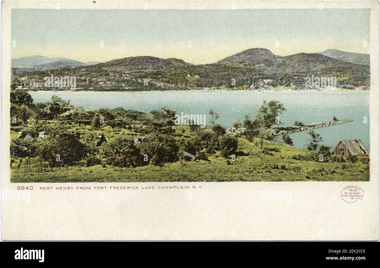 Port Henry from Fort Frederick, Lake Champlain, N. Y., still image, Postcards, 1898 - 1931 Stock Photo