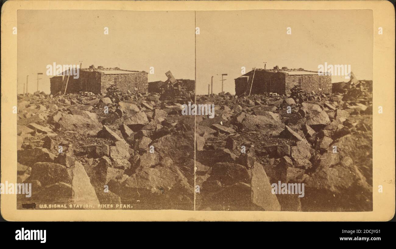 U.S. Signal station, Pikes Peak., still image, Stereographs, 1850 - 1930 Stock Photo