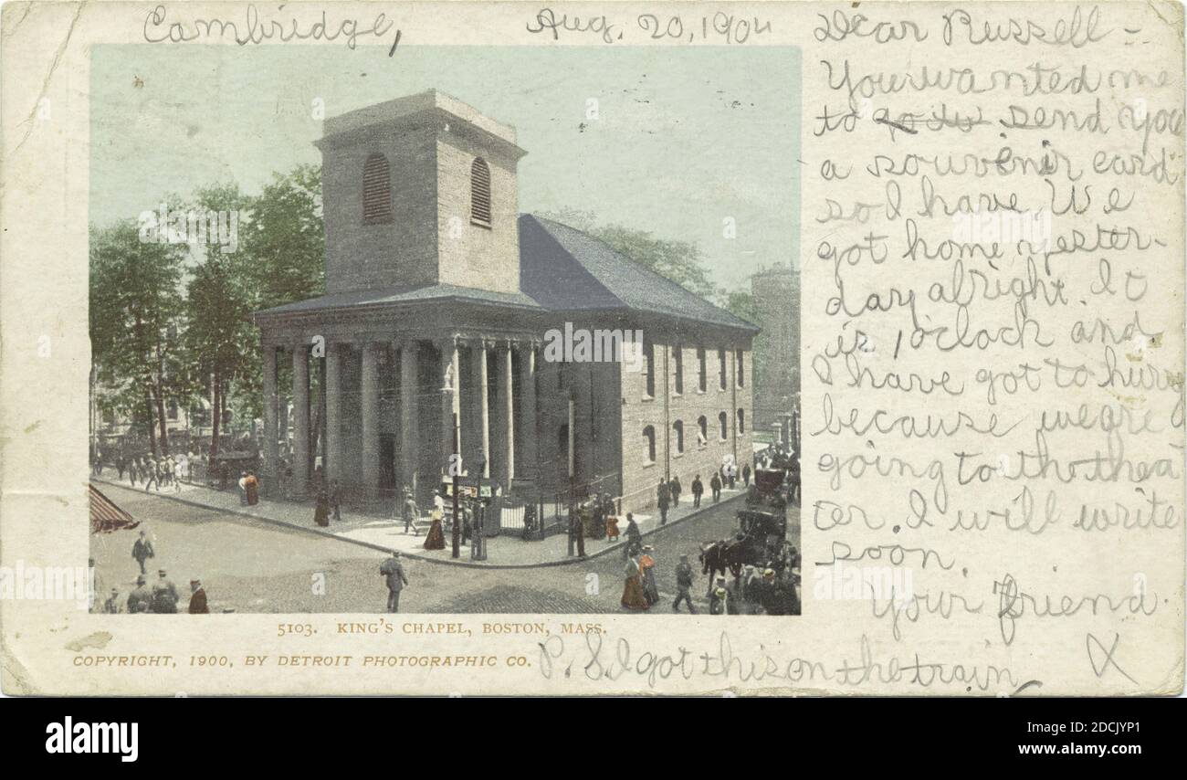 King's Chapel, Boston, Mass., still image, Postcards, 1898 - 1931 Stock Photo