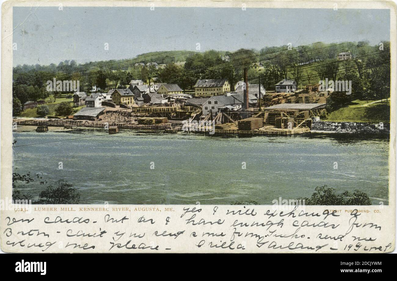 Lumber Mill, Kennebec River, Augusta, Me., still image, Postcards, 1898