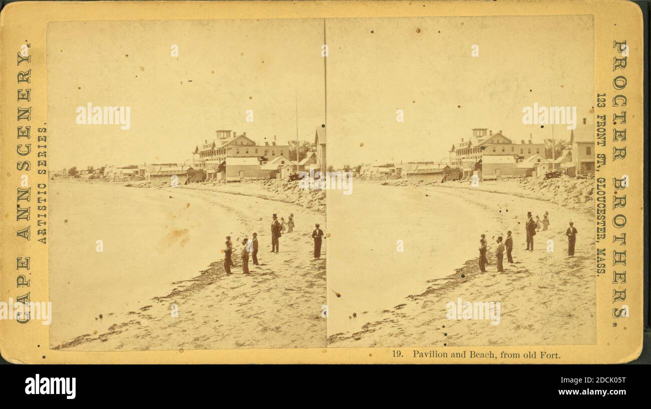 Pavilion and Beach, from old Fort., still image, Stereographs, 1850 - 1930, Procter Brothers Stock Photo