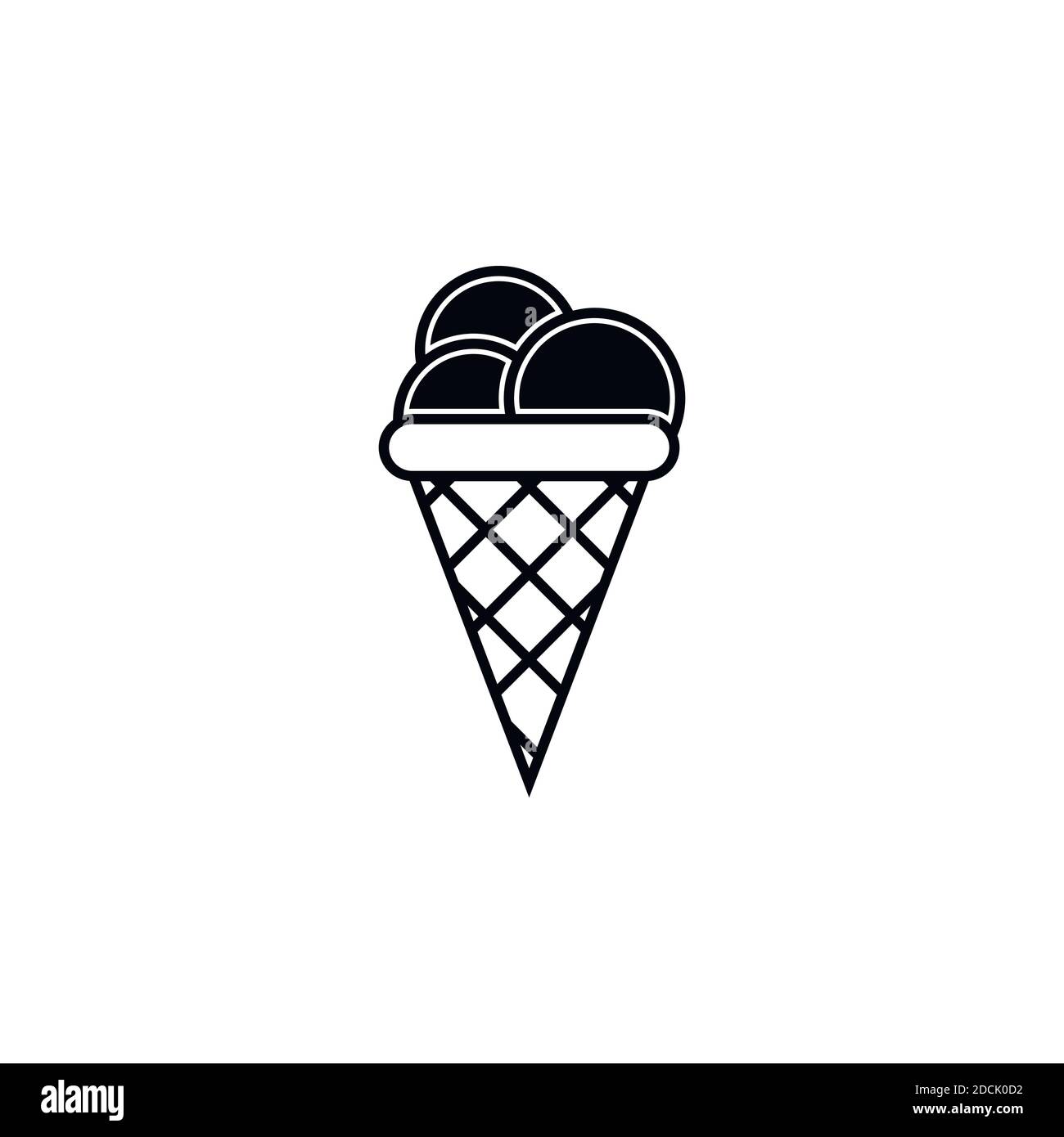 Ice cream in waffle cone vector icon. Stock Vector