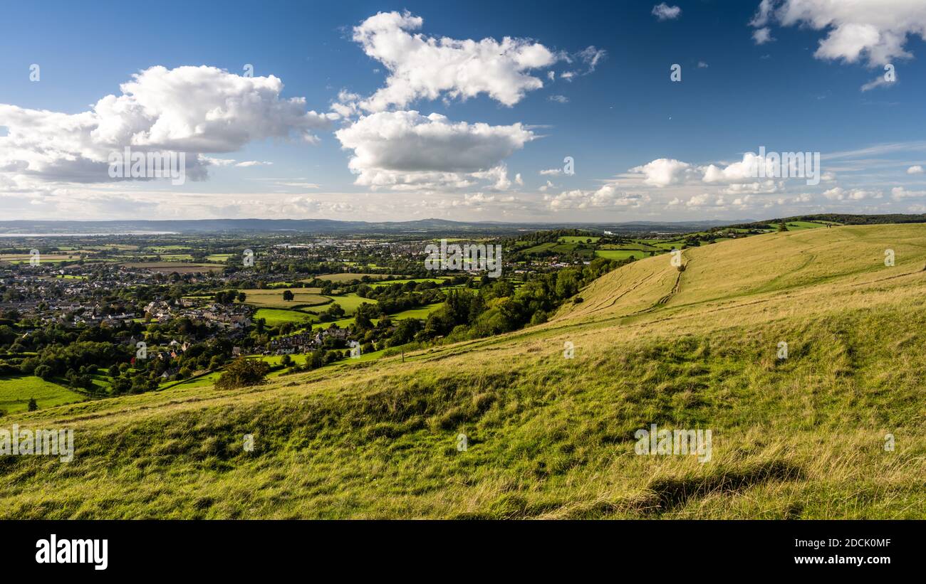 The villages of Stonehouse and King's Stanley are nestled in the pastoral landscape of the Severn Valley under Selsley Common in the Cotswold Hills. Stock Photo