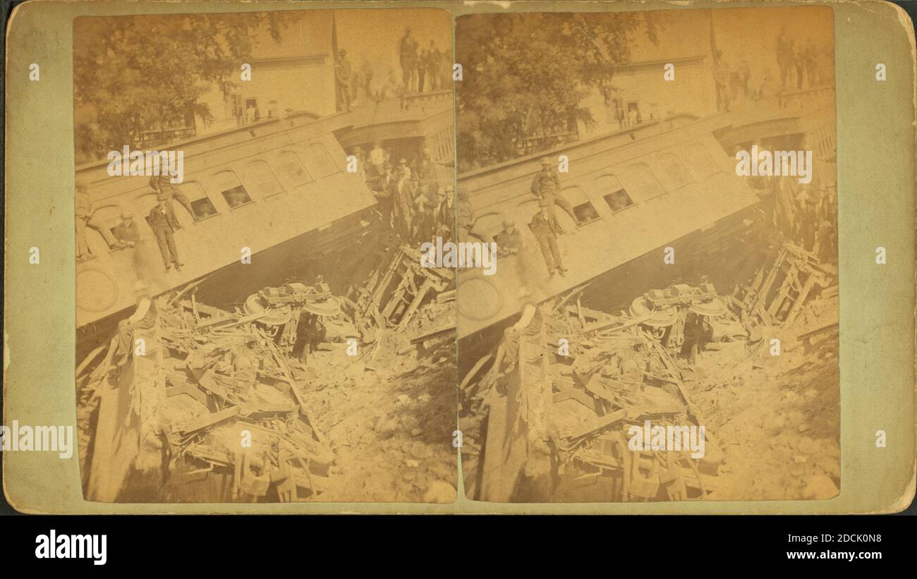 Aftermath of a train wreck., still image, Stereographs, 1879, Burrell, D. T. (David T Stock Photo