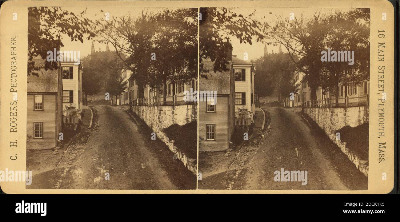 Leyden Street--first street laid out by the Pilgrims., still image, Stereographs, 1850 - 1930, Rogers, C. H Stock Photo