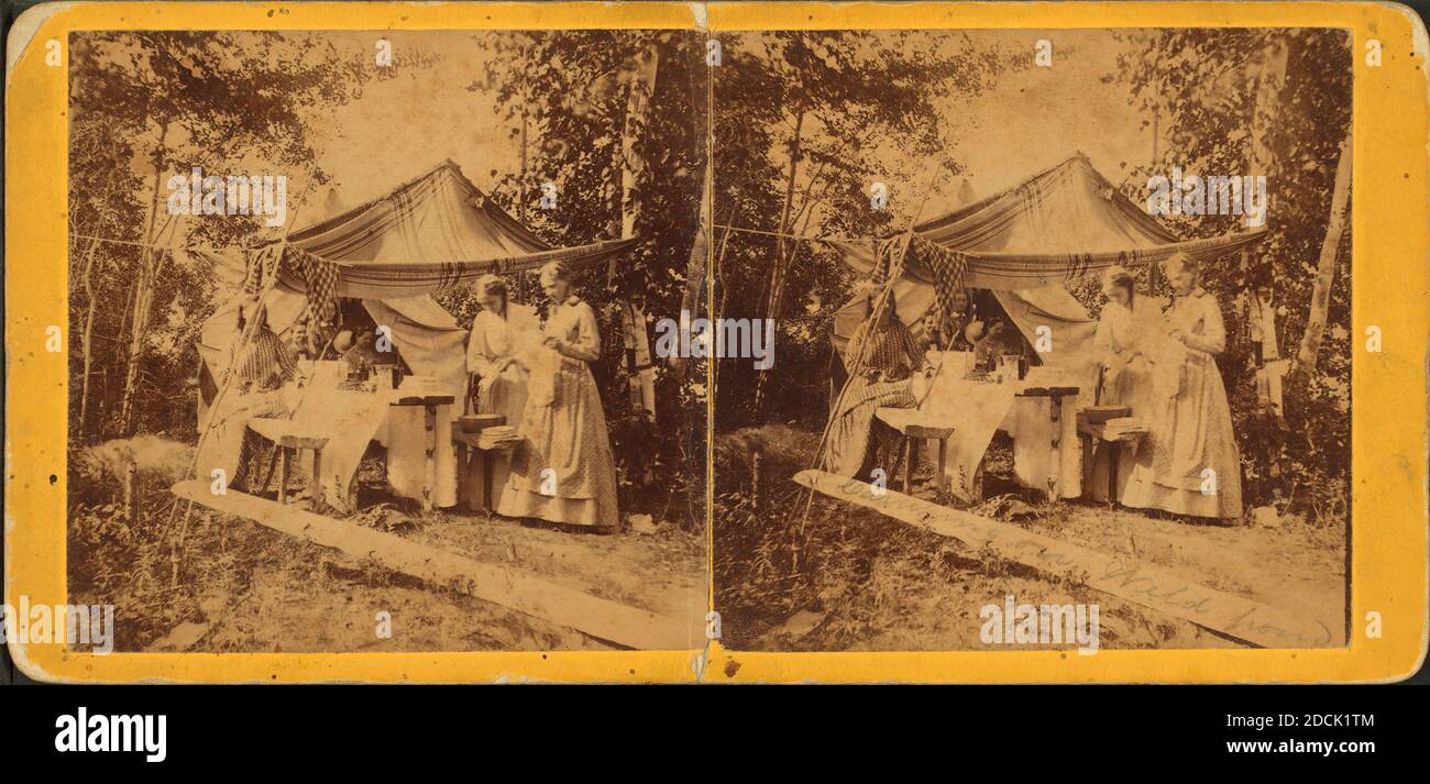 Camping on Weld Pond., still image, Stereographs, 1850 - 1930, Robinson, H. N Stock Photo