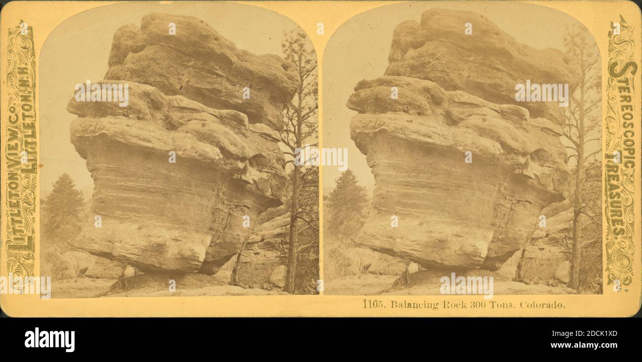 Balancing Rock, 300 tons, Colorado., still image, Stereographs, 1850 - 1930 Stock Photo