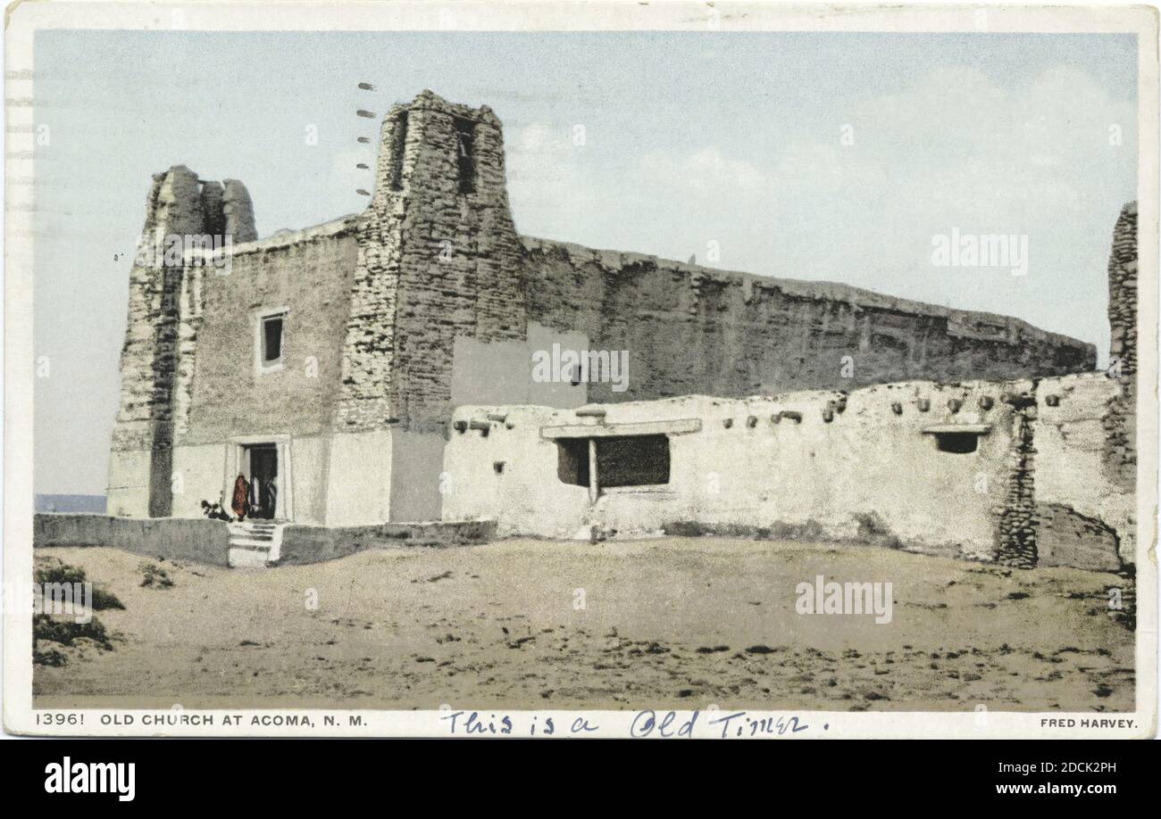 Old Church at Acoma, New Mexico, still image, Postcards, 1898 - 1931 Stock Photo