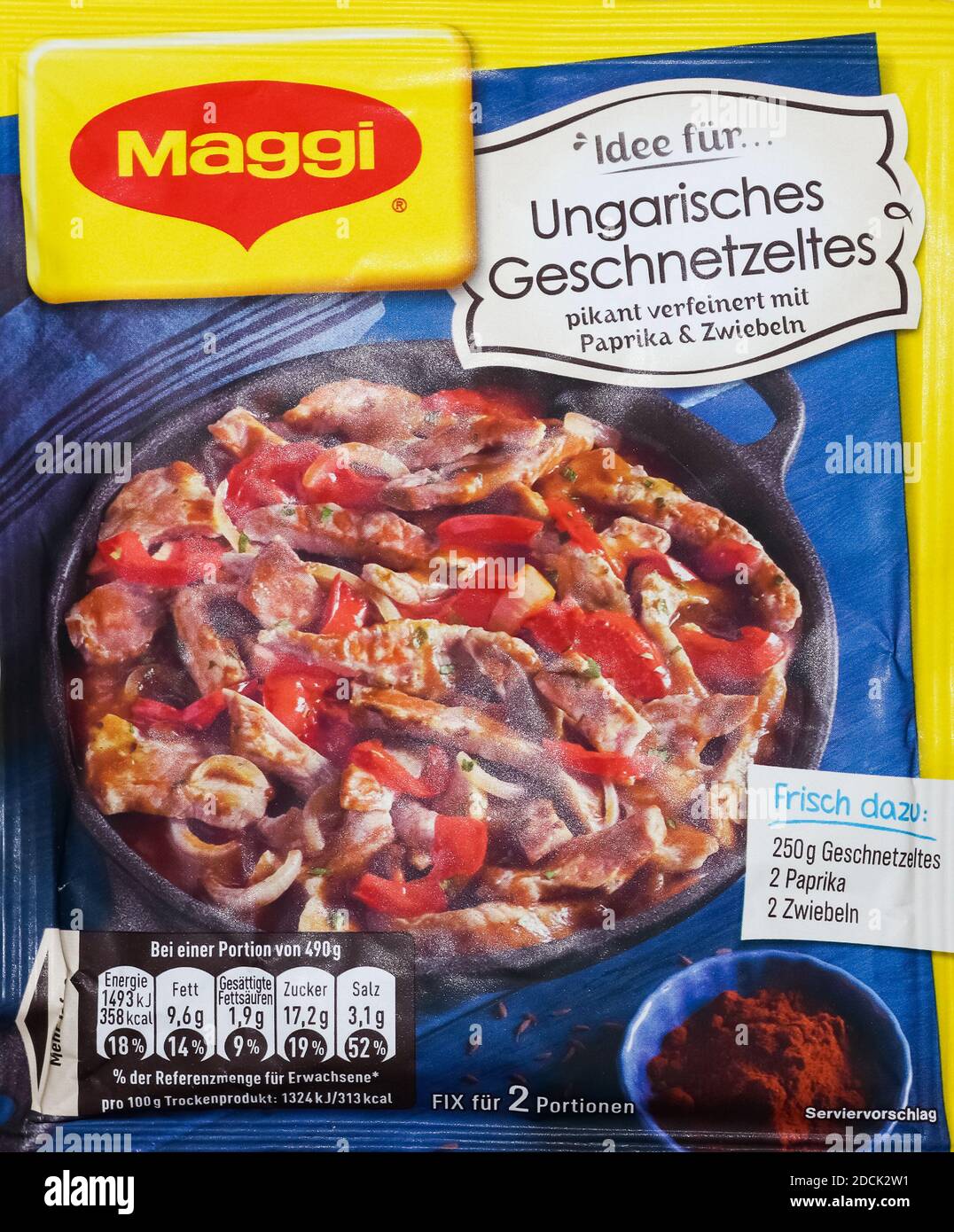 German Maggi instant products on white background owned by Nestle. Maggi is  an international brand of soups, stocks, bouillon cubes, ketchup, sauces  Stock Photo - Alamy