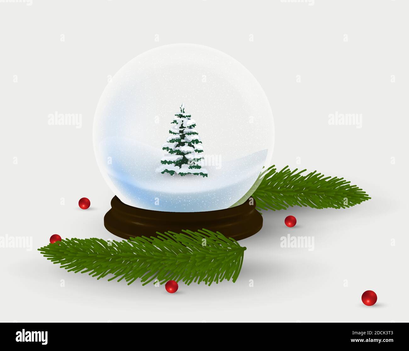 christmas snow globe with fir tree vector illustration Stock Vector