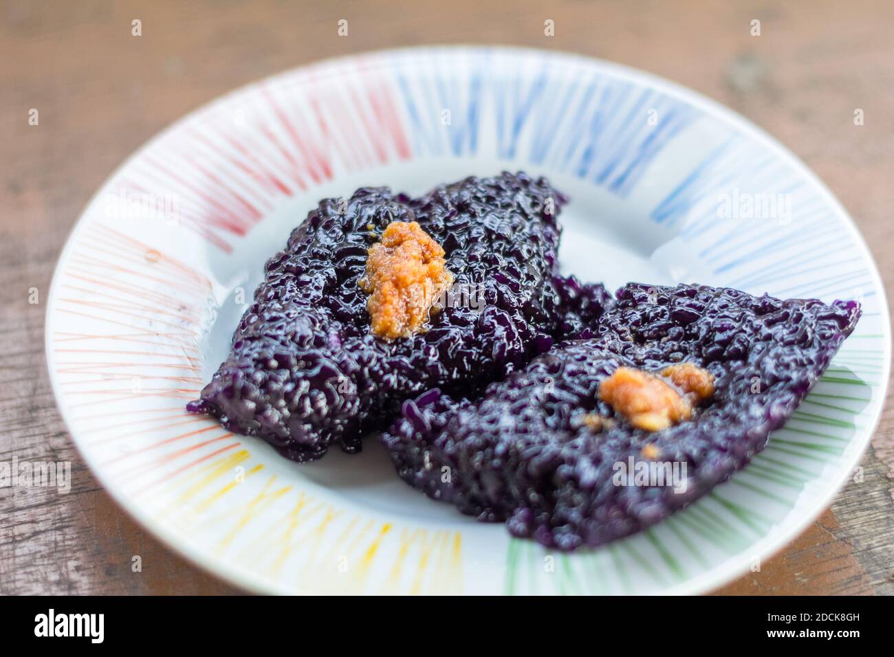 Violet colored rice cake from Abra, Philippines Stock Photo
