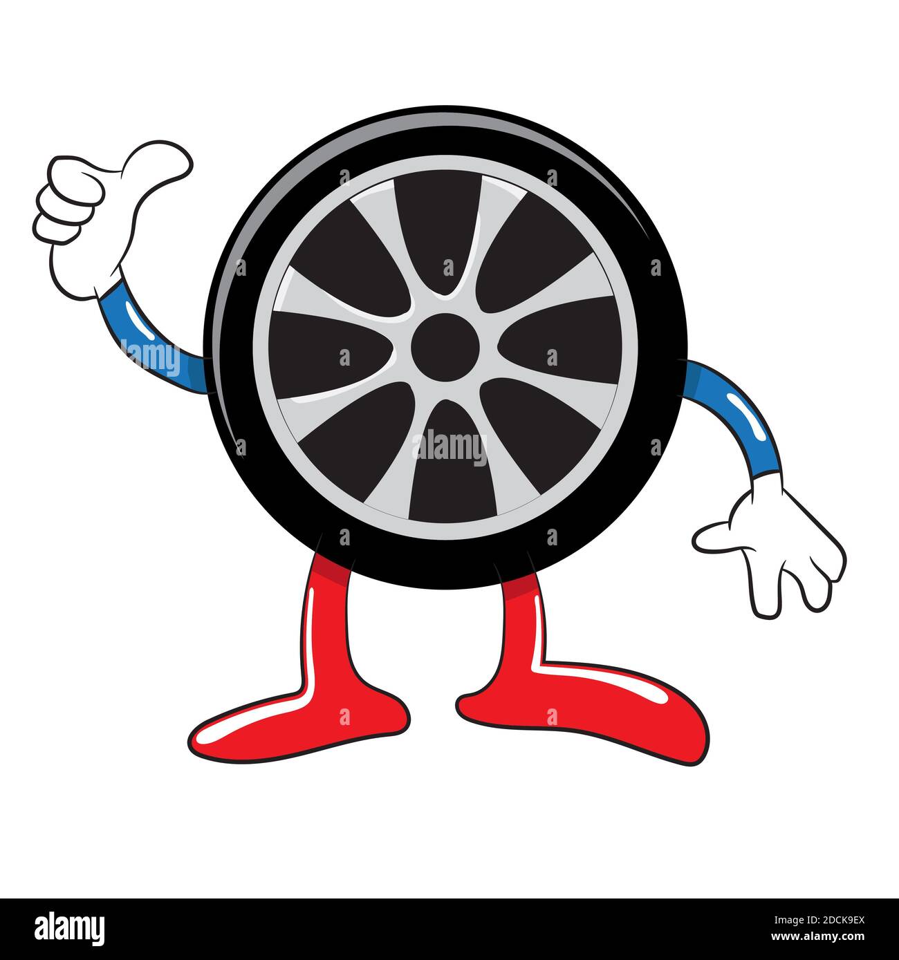 Tire thumbs up mascot vector cartoon illustration Stock Photo